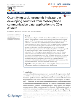 Quantifying Socio-Economic Indicators in Developing