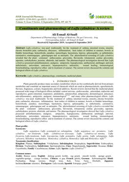 Constituents and Pharmacology of Luffa Cylindrica- a Review