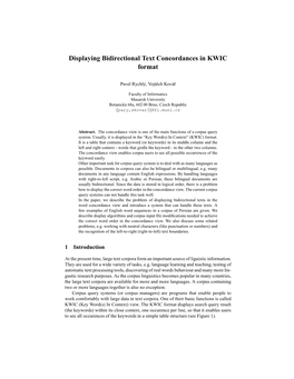 Displaying Bidirectional Text Concordances in KWIC Format