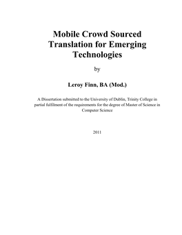 Mobile Crowd Sourced Translation for Emerging Technologies