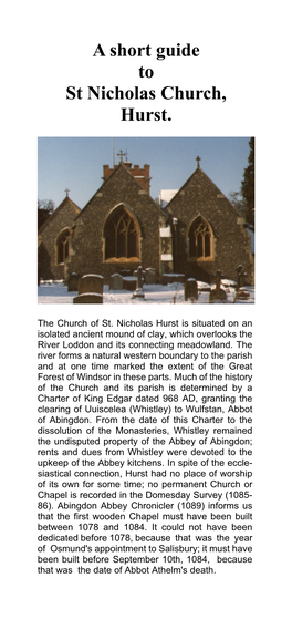 A Short Guide to St Nicholas Church, Hurst