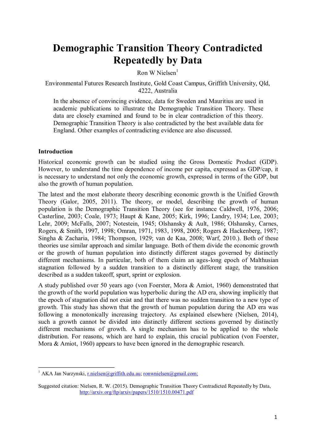 Demographic Transition Theory Contradicted Repeatedly by Data