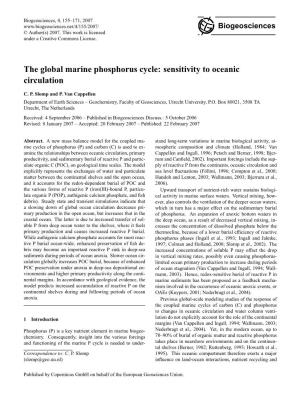 The Global Marine Phosphorus Cycle: Sensitivity to Oceanic Circulation