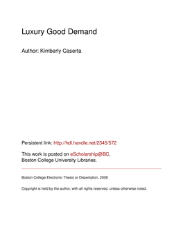 Luxury Good Demand