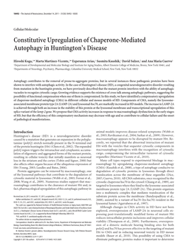 Constitutive Upregulation of Chaperone-Mediated Autophagy in Huntington’S Disease