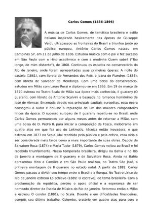 Carlos Gomes (1836-1896) a Música De Carlos Gomes, De Temática
