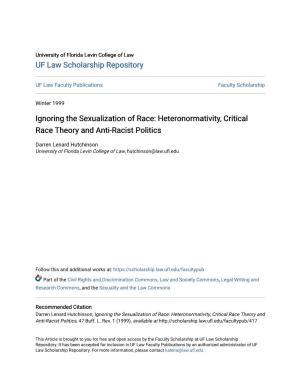 Heteronormativity, Critical Race Theory and Anti-Racist Politics