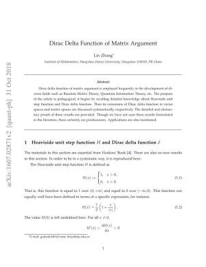Dirac Delta Function of Matrix Argument