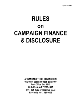 RULES on CAMPAIGN FINANCE & DISCLOSURE