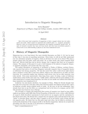Introduction to Magnetic Monopoles