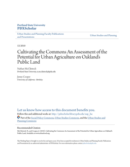 Cultivating the Commons an Assessment of the Potential For