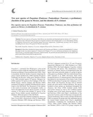 Paniceae: Panicoideae: Poaceae), a Preliminary Checklist of the Genus in Mexico, and the Identity of P