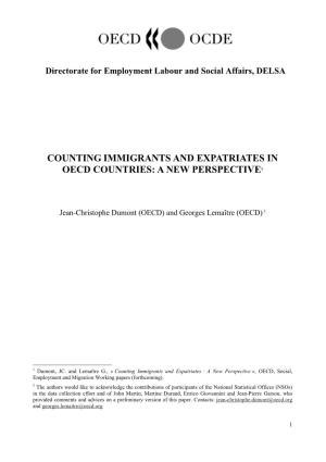 Counting Immigrants and Expatriates in Oecd Countries: a New Perspective1