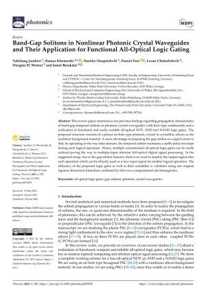 Band-Gap Solitons in Nonlinear Photonic Crystal Waveguides and Their Application for Functional All-Optical Logic Gating