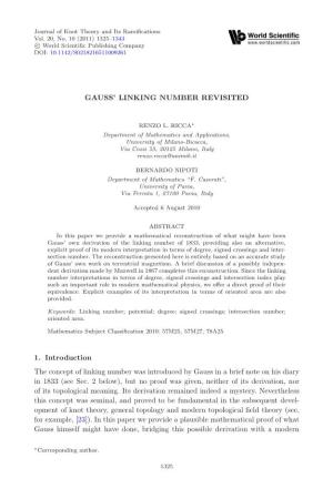 Gauss' Linking Number Revisited