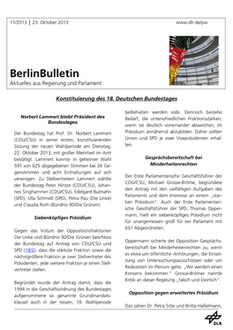 Berlinbulletin Aktuelles Aus Regierung Und Parlament