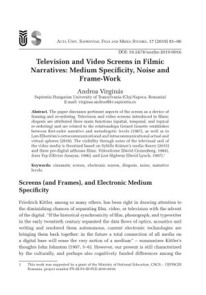 Television and Video Screens in Filmic Narratives