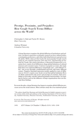 Prestige, Proximity, and Prejudice: How Google Search Terms Diffuse Across the World1