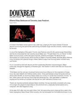 Eliane Elias Seduces at Toronto Jazz Festival Posted 7/2/2013