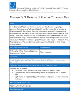 Thomson's "A Defense of Abortion" : What’S Meant by “Right to Life?” - Political Philosophy Series | Academy 4 Social Change