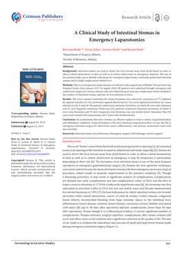 A Clinical Study of Intestinal Stomas in Emergency Laparotomies