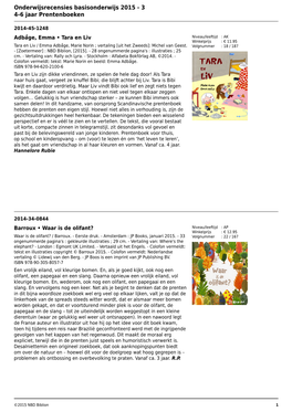 Onderwijsrecensies Basisonderwijs 2015 - 3 4-6 Jaar Prentenboeken