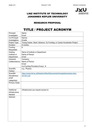Title / Project Acronym