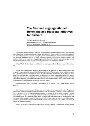 The Basque Language Abroad: Homeland and Diaspora Initiatives for Euskara