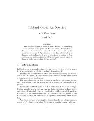 Hubbard Model: an Overview