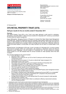 Cfs Retail Property Trust (Cfx)