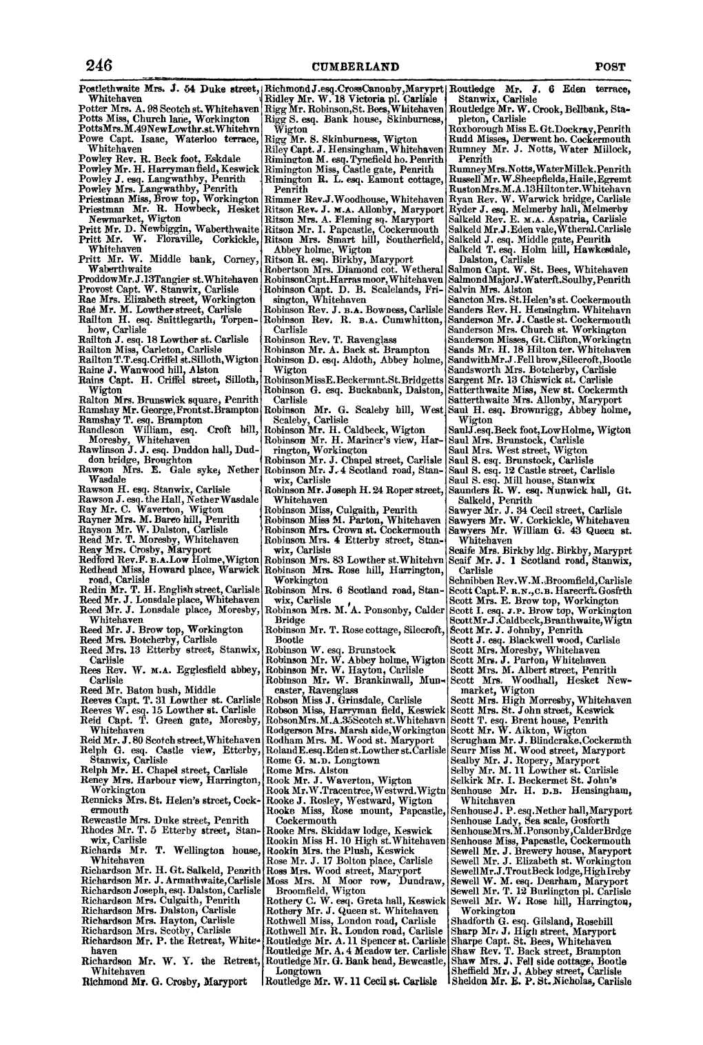 CUMBERLAND POST Postlethwaite Mrs