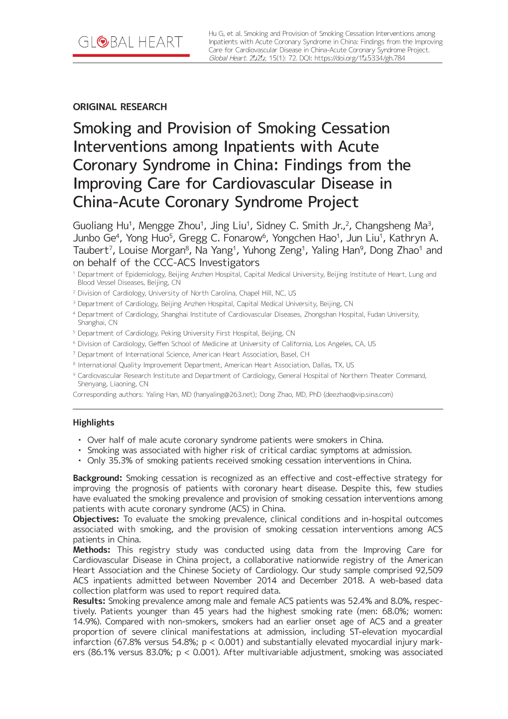 Smoking and Provision of Smoking Cessation Interventions Among