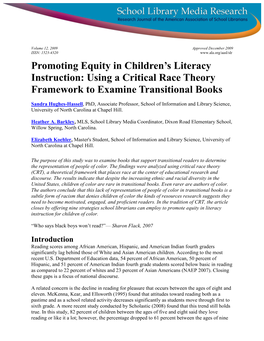 Promoting Equity in Children's Literacy Instruction: Using a Critical