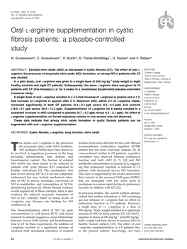 Oral L-Arginine Supplementation in Cystic Fibrosis Patients: a Placebo-Controlled Study