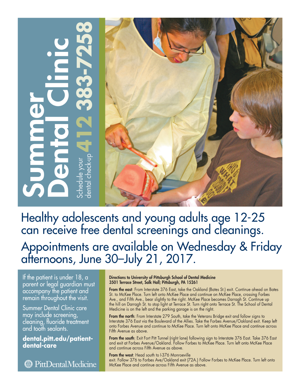 Healthy Adolescents and Young Adults Age 12-25 Can Receive Free Dental