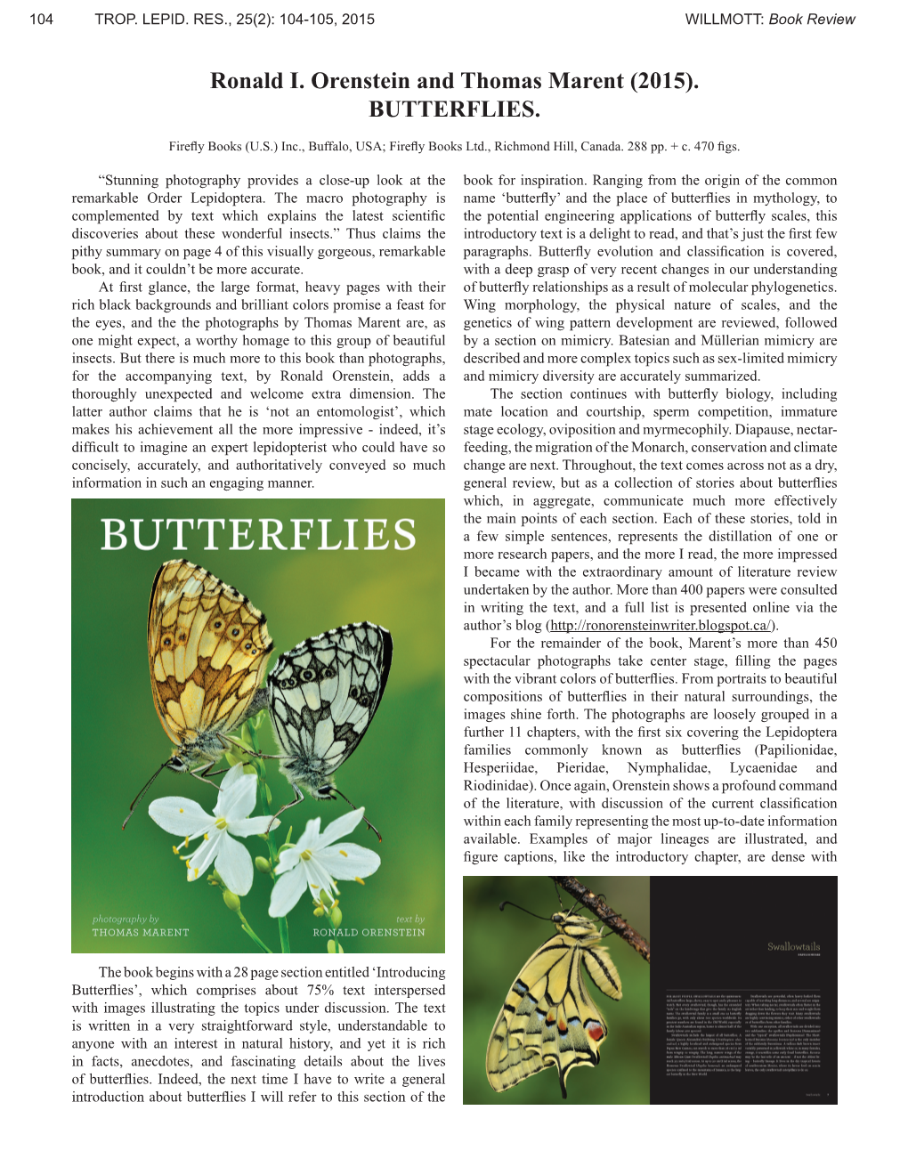 Ronald I. Orenstein and Thomas Marent (2015). BUTTERFLIES