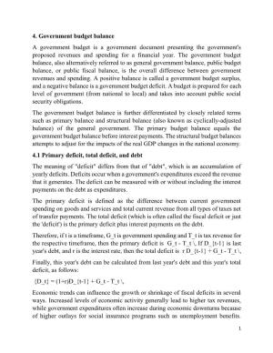 4. Government Budget Balance a Government Budget Is a Government Document Presenting the Government's Proposed Revenues and Spending for a Financial Year