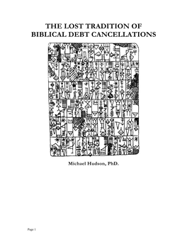 The Lost Tradition of Biblical Debt Cancellations