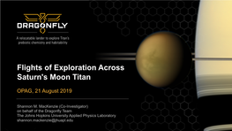 Flights of Exploration Across Saturn's Moon Titan