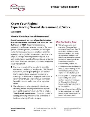 Know Your Rights: Experiencing Sexual Harassment at Work