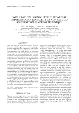 Small Bathyal Sponge Species from East Mediterranean Revealed by a Non-Regular Soft Bottom Sampling Technique