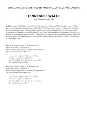 TENNESSEE WALTZ Redd Stewart and Pee Wee King