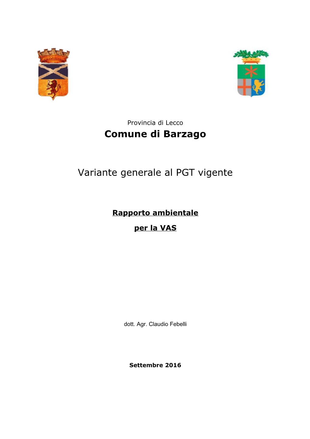 Comune Di Barzago Variante Generale Al PGT Vigente