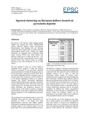 Spectral Clustering on Hermean Hollows Located on Pyroclastic Deposits
