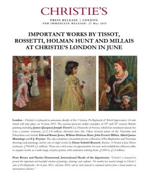 Important Works by Tissot, Rossetti, Holman Hunt and Millais at Christie's