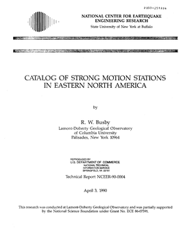 Catalog of Strong Motion Stations in Eastern North America