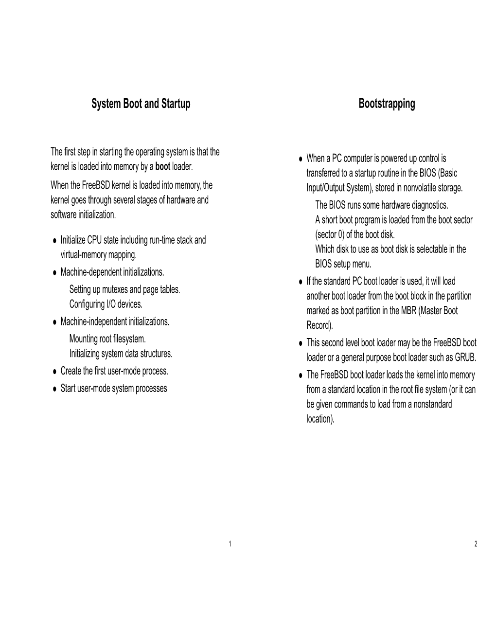 System Boot and Startup Bootstrapping