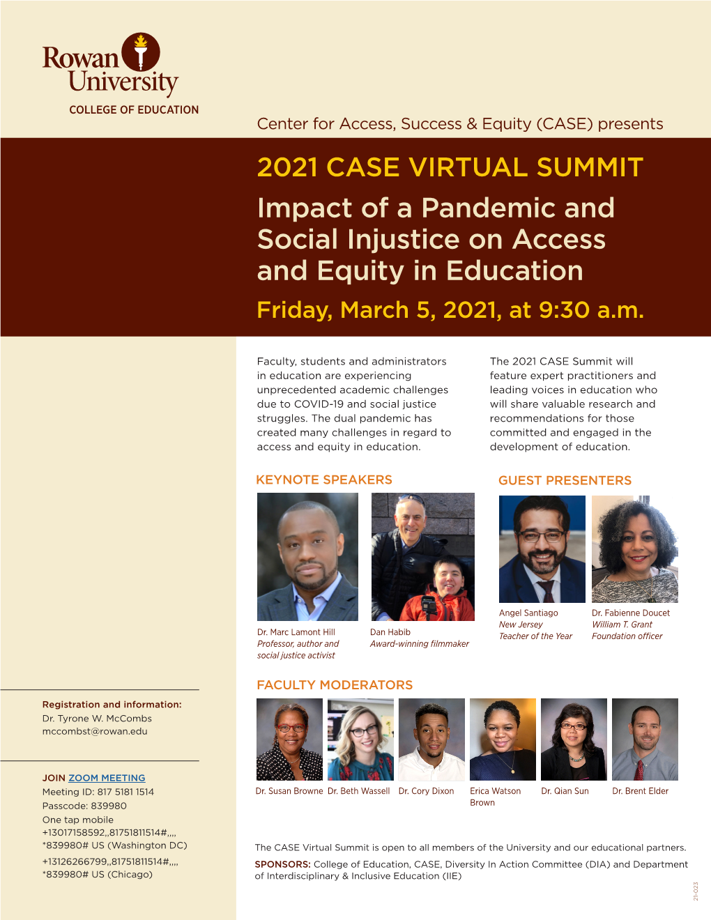 Impact of a Pandemic and Social Injustice on Access and Equity in Education Friday, March 5, 2021, at 9:30 A.M