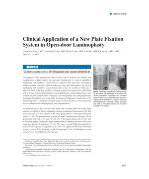 Clinical Application of a New Plate Fixation System in Open-Door Laminoplasty