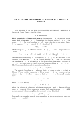 Problems on Boundaries of Groups and Kleinian Groups